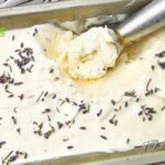 Creamy homemade honey lavender ice cream recipe. A floral, no churn dessert that's easy to make, naturally sweetened and family friendly.