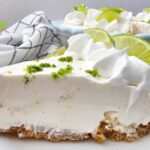 Homemade Key Lime Pie Recipe idea, easy no bake summer dessert with biscuit base, and whipped cream topping as a fridge tart.