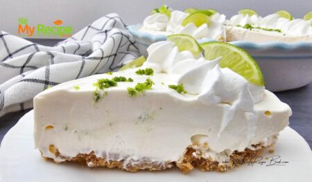 Homemade Key Lime Pie Recipe idea, easy no bake summer dessert with biscuit base, and whipped cream topping as a fridge tart.