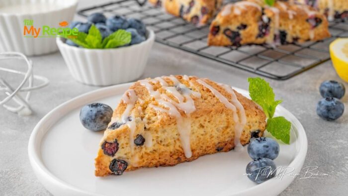 While the scones cool, mix the lemon juice, with the sugar, and mix well until all has been incorporated.
Glaze or drizzle the scones when cool and serve for a delicious tea time, treat.