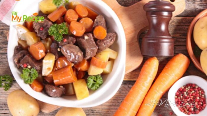 Make this hearty beef and vegetable stew with tender beef chunks, flavorful broth, and wholesome veggies. A comforting, family-friendly meal for any season.