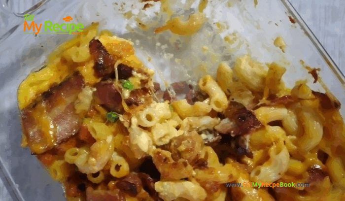 Chicken Bacon Butternut Pasta Dish recipe idea. All in one creamy casserole for a dinner or lunch meal for the family on those chilly days.