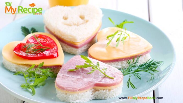 Easy Heart Sandwiches ideas recipe. Make these heart shaped sandwiches with a cookie cutter for special occasions, tea parties, meals.