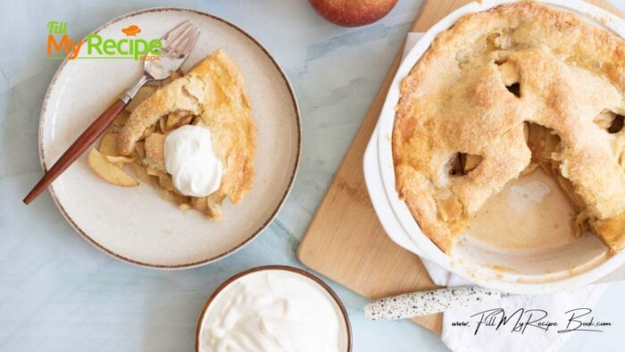 An Easy Homemade Apple Pie and Crust recipe to bake. Double crust with layers of sweet hone crisp apples, cinnamon and sugar a warm dessert.