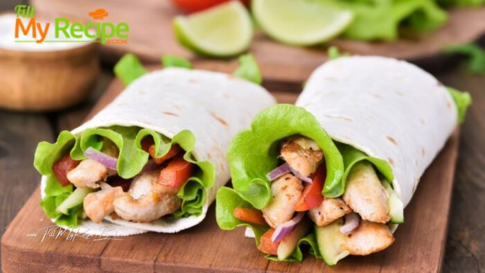 How to Make a Chicken Tortilla Wrap with spicy pieces of chicken and fresh crispy lettuce and tangy cheddar cheese.