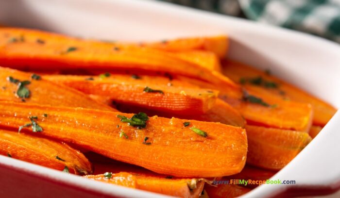 Roasted Honey Garlic Glazed Carrots recipe idea to create for a delicious side dish. Easy Thanksgiving season tradition and Christmas meal.