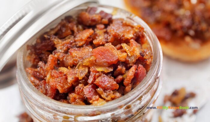 Homemade Tasty Bacon Jam Recipe idea. Known as a relish, chutney and is versatile for appetizers, toppings, additions to dishes.