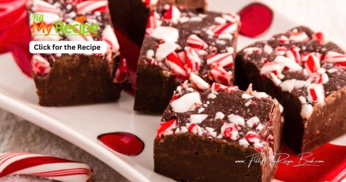 Make this Holiday Candy Cane Nutella Fudge Recipe idea for Christmas desserts or snacks. An easy chocolate No Bake decorated with candy.