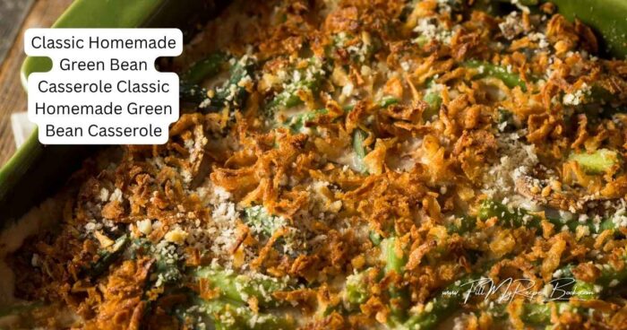 The best comfort food side: creamy green beans baked with golden fried onions.