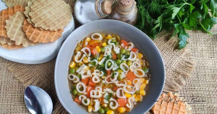 This alphabet soup is perfect for a light lunch, a family dinner, or a cozy snack on a cold day. It's very easy to prepare and healthy, which is why it's so loved by both children and adults.