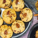 Browned butter bourbon pecan chocolate chip cookies with rich, nutty flavor. Soft, chewy, perfect for holidays or anytime baking.