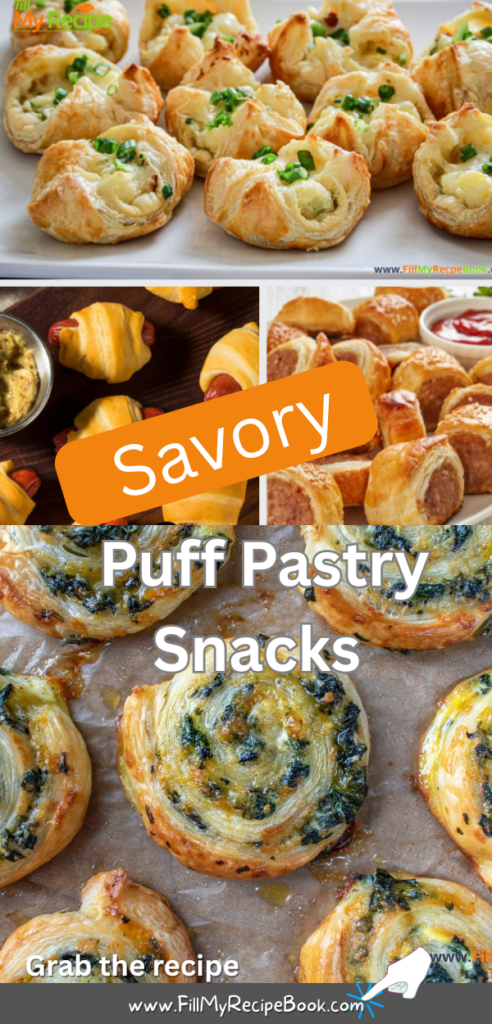 Savory Puff Pastry Snacks Recipes ideas. Easy baked appetizer, mini treats with fillings, kids and family will love for parties, get togethers