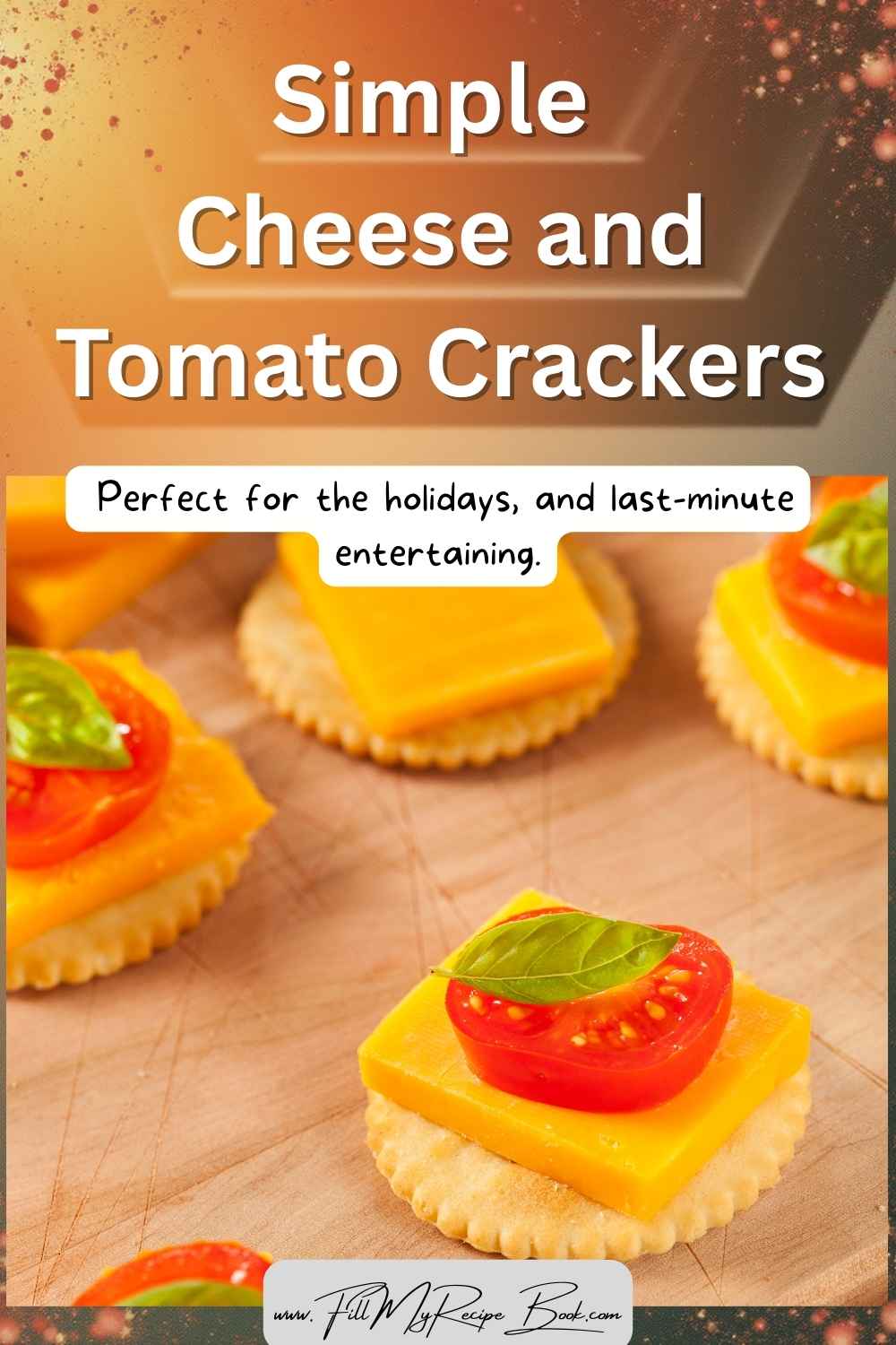 These Simple cheese and tomato crackers are a quick, easy appetizer made with basic fridge ingredients. Perfect for the holidays, and last minute entertaining.