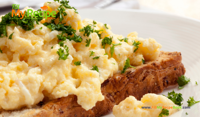 Make this Easy Scrambled Eggs on Toast recipe idea for a healthy filling breakfast. A versatile recipe to add vegetable, grated cheese.