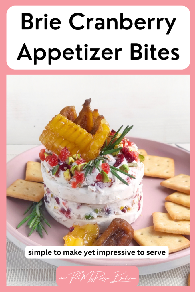 Brie Cranberry Appetizer Bites with creamy brie, cranberries, and pistachios. Perfect for holidays and entertaining.
