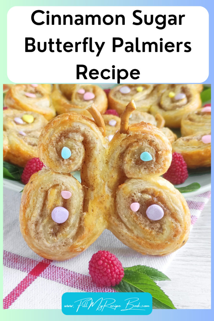 Cinnamon Sugar Butterfly Palmiers Recipe are crisp, flaky puff pastry cookies with caramelized cinnamon sugar layers, easy dessert for tea parties.