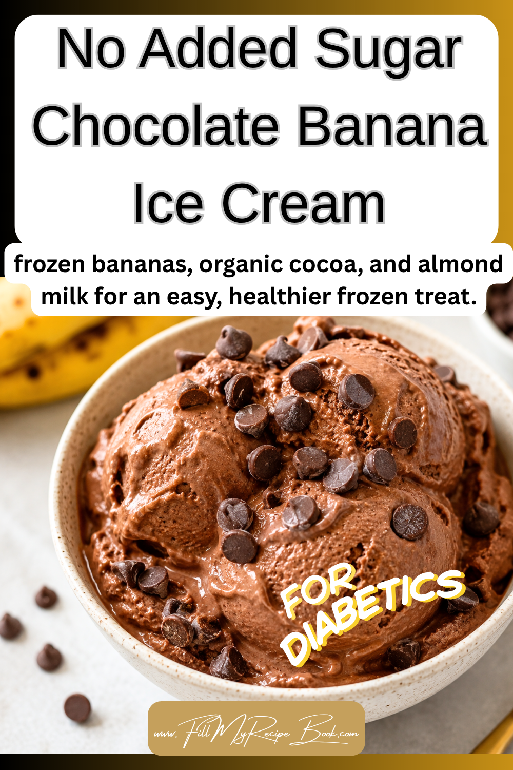 Creamy no added sugar chocolate banana ice cream made with frozen bananas, cocoa, and simple ingredients for an easy, healthier frozen treat.