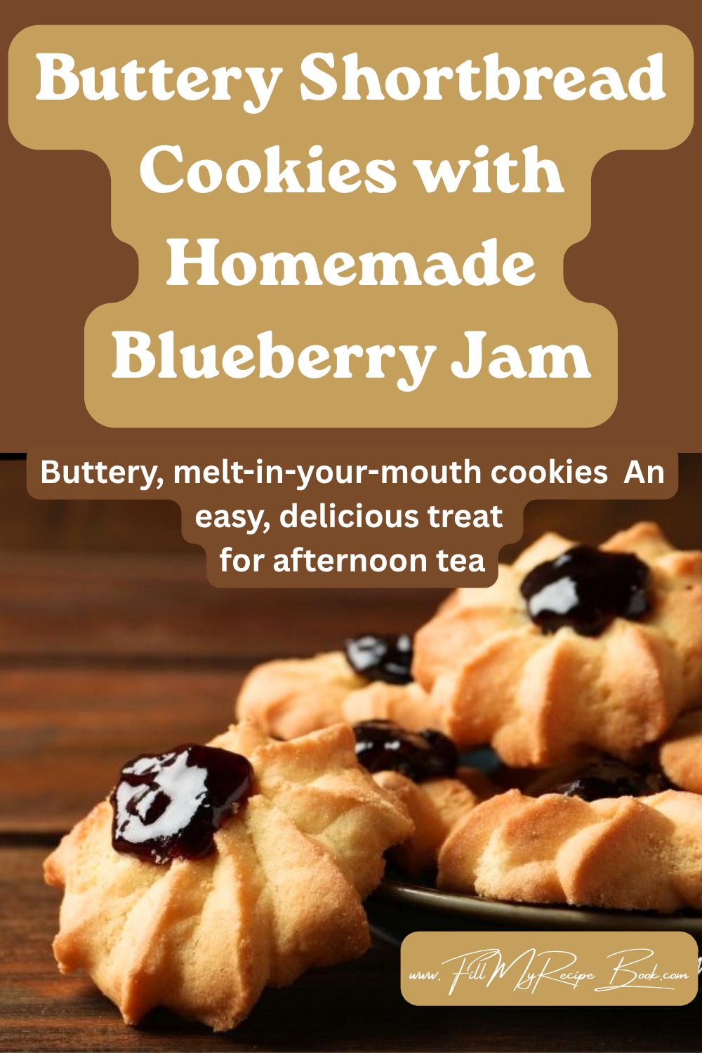 Buttery, melt-in-your-mouth Shortbread Cookies with Homemade Blueberry Jam. An easy, delicious treat for afternoon tea, holidays, or sharing.