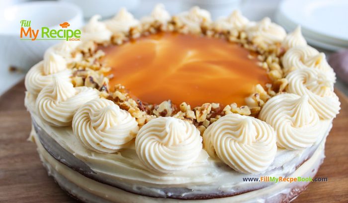 Best Pumpkin Cake recipe, with salted caramel cream cheese frosting. A delicious dessert using pumpkin puree, pumpkin spices for fall treat.