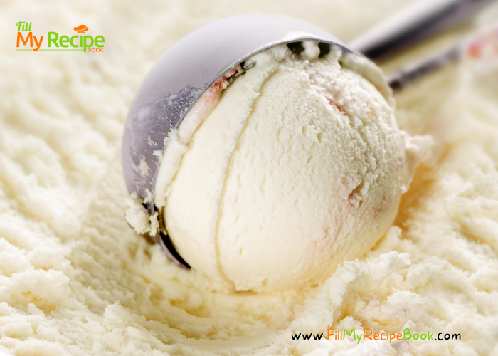 Easy Tasteful Vanilla Ice Cream recipe. Homemade, no eggs, no chum, only easily hand mixed with simple 3 ingredients from your kitchen.