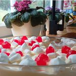 Delicious Marshmallow and Cherry Fridge Tart with a buttery biscuit base. An easy no-bake dessert made with simple ingredients.