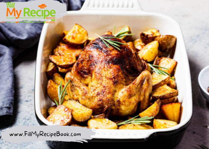 Sunday Roasted Chicken and Potato’s recipe. Best family oven meal for lunch or dinner and special occasions with gravy and vegetables.