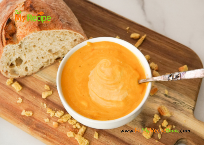 Tasty Butternut Squash Soup. Oven Roasted Butternut and onion soup blended with sour cream and garlic and spices with a vegetable broth.