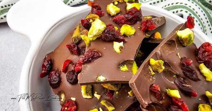 Make this Irresistible Cranberry Pistachio Bark. A quick and festive holiday treat with chocolate, tart cranberries, and crunchy pistachios.