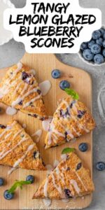 Tangy lemon glazed blueberry scones recipe are moist, buttery, and bursting with fresh berries. An easy homemade treat for afternoon tea.