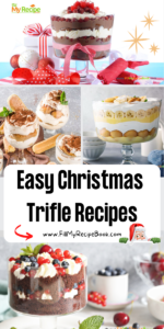 Easy Christmas Trifle Recipes ideas. Make some traditional recipe holiday desserts a day before Christmas, black forest bowl and in a glass tiramisu.