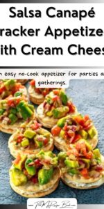 Double Salsa Canapé Cracker Appetizers with Cream Cheese and topped with salsa. An easy no-cook appetizer for parties and gatherings.