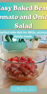 Enjoy this Easy Baked Bean Tomato and Onion Salad made with fresh tomatoes. The perfect side dish for BBQs, picnics, and family meals.