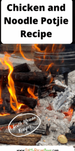 Chicken and Noodle Potjie Recipe. The Best South African creamy chicken noodle mushroom and peppers, dry white wine, on fire and coals potjie.