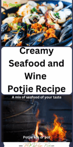 Creamy Seafood and Wine Potjie Recipe. Easy South African pot on coals by open fire for the best family lunch or dinner meal, slow cooked.